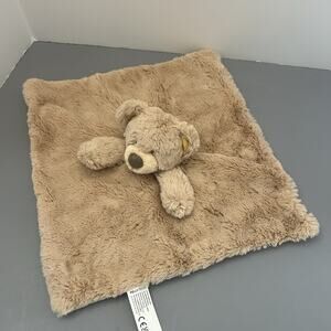 Kellytoy Bear Lovey Plush Rattle Brown Baby Security Blanket 14” x 14”